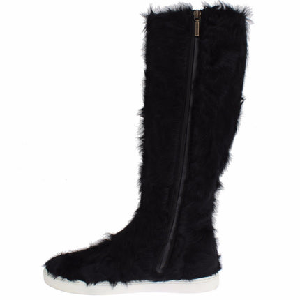 Dolce & Gabbana Black Xiangao Lamb Fur Leather Boots