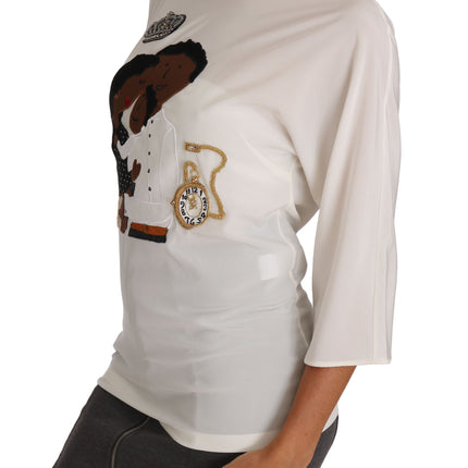 Dolce & Gabbana White Silk #dgfamily Crystal T-shirt