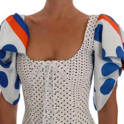 Dolce & Gabbana White Polka Silk Corset Bustier Top