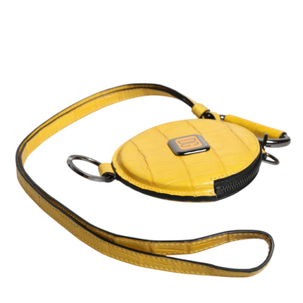 Dolce & Gabbana Yellow Round Leather DG Logo Coin Purse Lanyard Wallet