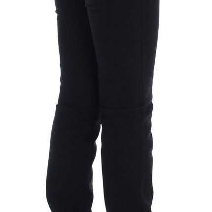 Cavalli Black Cotton Stretch Slim Skinny Fit Jeans