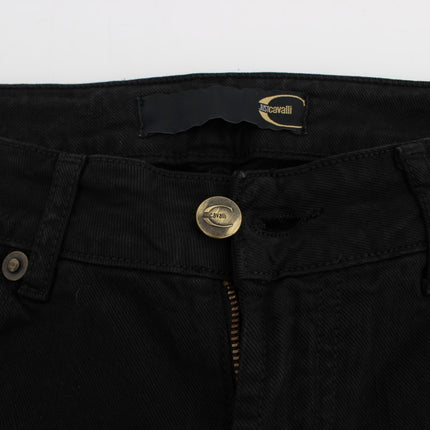 Cavalli Black Cotton Stretch Slim Skinny Fit Jeans