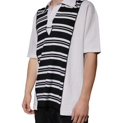 Dolce & Gabbana Black White Stripes Collared Polo T-shirt