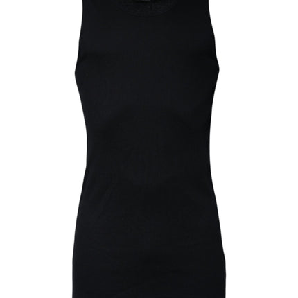 Dolce & Gabbana Black Cotton Sleeveless Round Neck Tank T-shirt