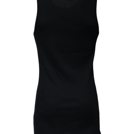 Dolce & Gabbana Black Cotton Sleeveless Round Neck Tank T-shirt