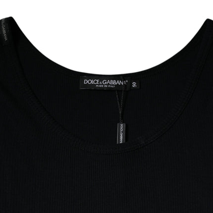 Dolce & Gabbana Black Cotton Sleeveless Round Neck Tank T-shirt