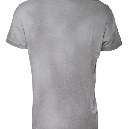 Dolce & Gabbana Gray Logo Print Cotton Crew Neck T-shirt