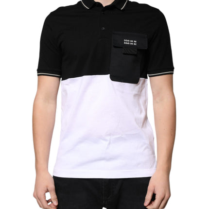 Dolce & Gabbana Black White Cotton Short Sleeves Polo T-shirt