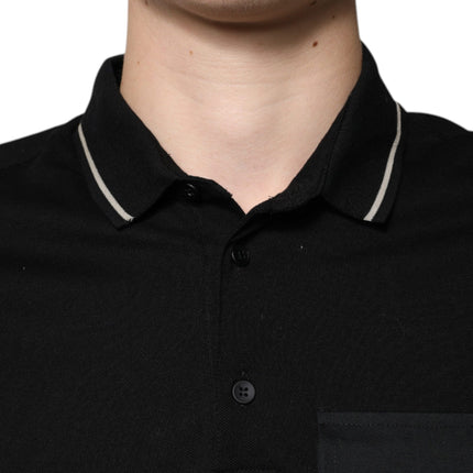 Dolce & Gabbana Black White Cotton Short Sleeves Polo T-shirt