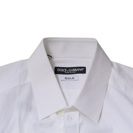 Dolce & Gabbana White Cotton Long Sleeves GOLD Dress Shirt