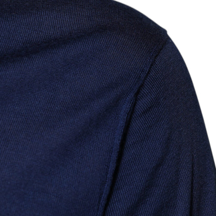 Dolce & Gabbana Navy Blue Cashmere V-neck Pullover Sweater