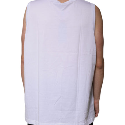 Dolce & Gabbana White Cotton Sleeveless Round Neck Tank T-shirt