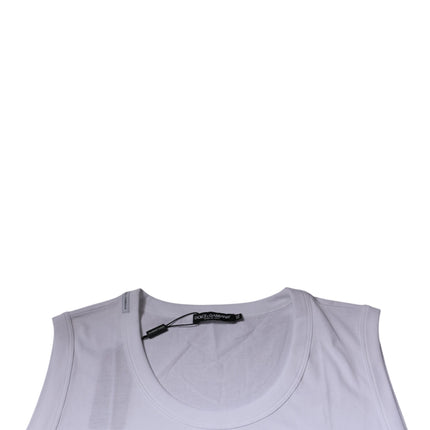 Dolce & Gabbana White Cotton Sleeveless Round Neck Tank T-shirt