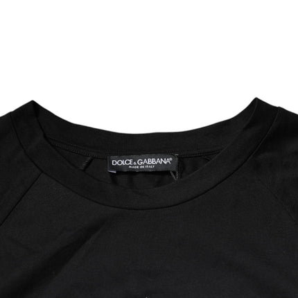Dolce & Gabbana Black Logo Print Cotton Crew Neck T-shirt