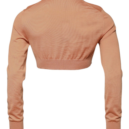 Dolce & Gabbana Beige Wool Crewneck Pullover Cropped Sweater