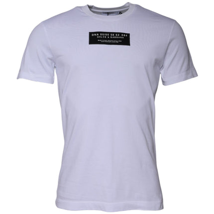 Dolce & Gabbana White Logo Print Cotton Crew Neck T-shirt