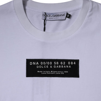 Dolce & Gabbana White Logo Print Cotton Crew Neck T-shirt