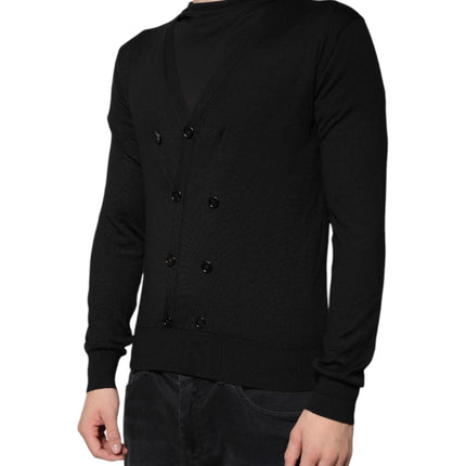 Dolce & Gabbana Black Cashmere Button Down Cardigan Sweater