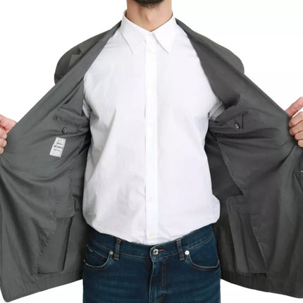Dolce & Gabbana Gray Cotton Single Breasted Formal Blazer