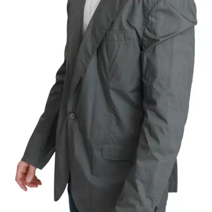 Dolce & Gabbana Gray Cotton Single Breasted Formal Blazer