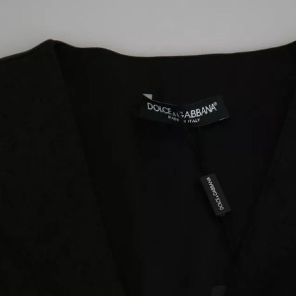 Dolce & Gabbana Black Lace Waistcoat Slim Vest Silk Top