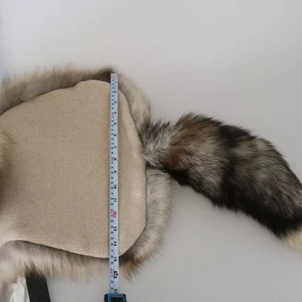 Dolce & Gabbana Brown Fox Tail Fur Shawl Neck Wrap Cover Collar Scarf
