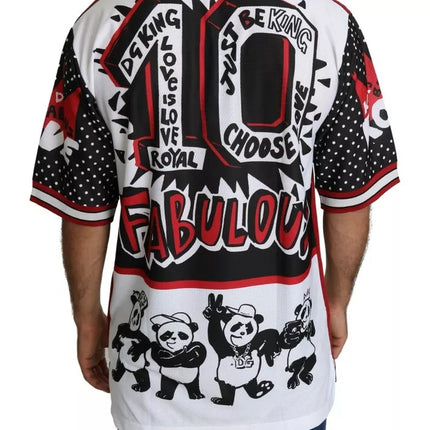 Dolce & Gabbana White King Panda Polyester T-shirt Top