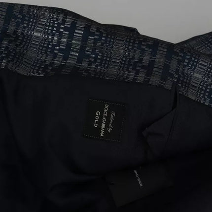 Dolce & Gabbana Blue Silver Shiny 2 Piece Slim GOLD Suit
