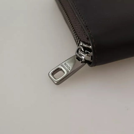 Dolce & Gabbana Brown Exotic Leather Zip Around Continental Clutch Wallet