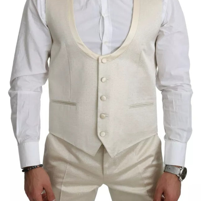 Dolce & Gabbana Beige Wool Crème 3 Piece SICILIA Shawl Suit