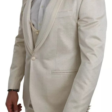 Dolce & Gabbana Beige Wool Crème 3 Piece SICILIA Shawl Suit