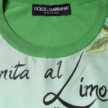 Dolce & Gabbana Green Silk Granita Al Limone Long Sleeves Sweater