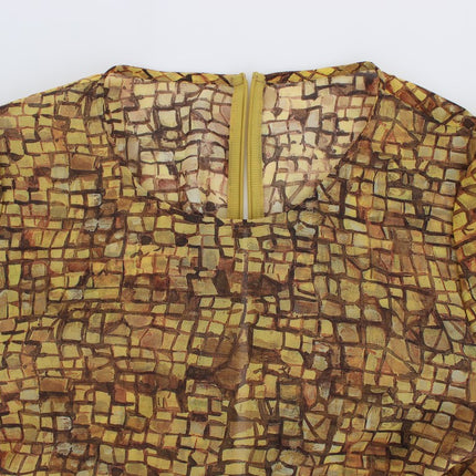 Dolce & Gabbana Multicolor Mosaic Print Silk Blouse T-shirt