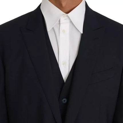 Dolce & Gabbana Blue Wool MARTINI Blazer Vest 2 Piece