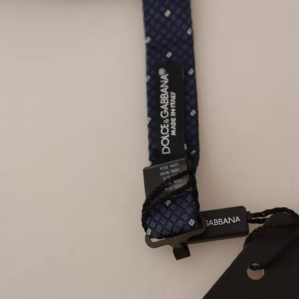 Dolce & Gabbana Blue Patterned Silk Adjustable Neck Bow Tie Men