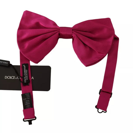 Dolce & Gabbana Pink 100% Silk Adjustable Neck Bow Tie Men