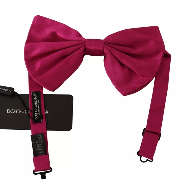 Dolce & Gabbana Pink 100% Silk Adjustable Neck Bow Tie Men