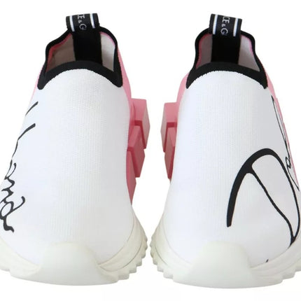 Dolce & Gabbana Pink White Logo Sorrento Sneakers Shoes