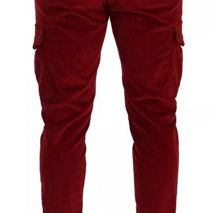 Dolce & Gabbana Red Corduroy Cotton Cargo Skinny Pants