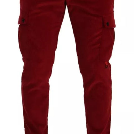 Dolce & Gabbana Red Corduroy Cotton Cargo Skinny Pants