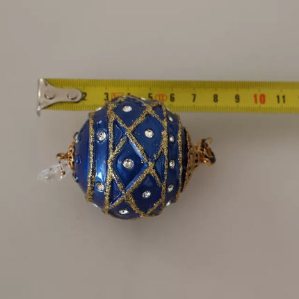 Dolce & Gabbana Gold Brass Blue Christmas Ball Crystal Hook Jewelry Earrings