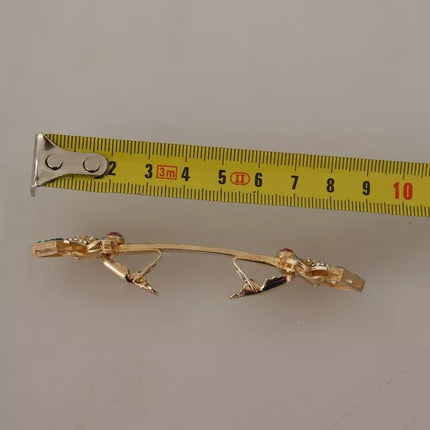 Dolce & Gabbana Gold Plated 925 Sterling Silver Crystal Collar Stop Brooch