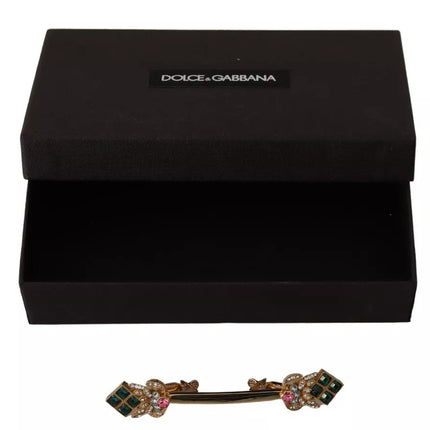 Dolce & Gabbana Gold Plated 925 Sterling Silver Crystal Collar Stop Brooch