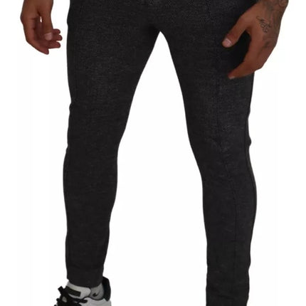 Dolce & Gabbana Gray Chevron Viscose Skinny Pants