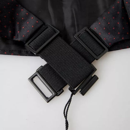 Dolce & Gabbana Black Silk Dotted Waist Tuxedo Belt Cummerbund