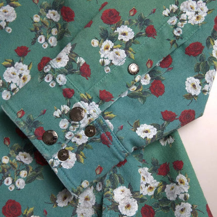Dolce & Gabbana Blue Floral Cotton Button Down Denim Shirt