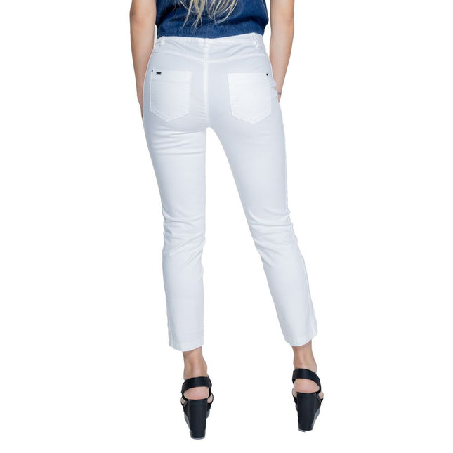 Street One White Cotton Casual Pants Street One