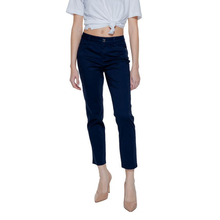 Street One Blue Cotton Casual Pants