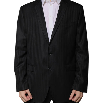 Dolce & Gabbana Black Stripe Wool Single Breasted Blazer