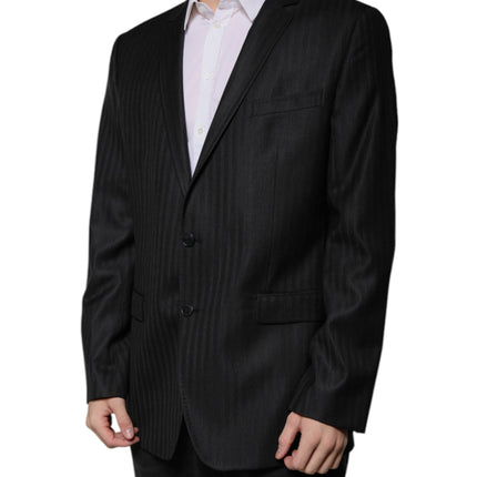 Dolce & Gabbana Black Stripe Wool Single Breasted Blazer